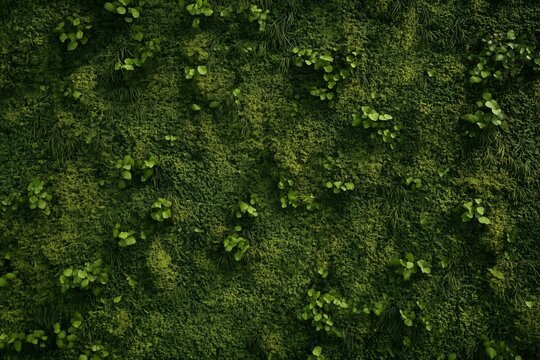 Closeup of Leafy Ground Moss Texture Material Generative Illustration