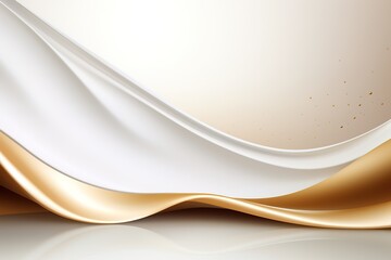 Abstract gold and white background with flowing fabric.