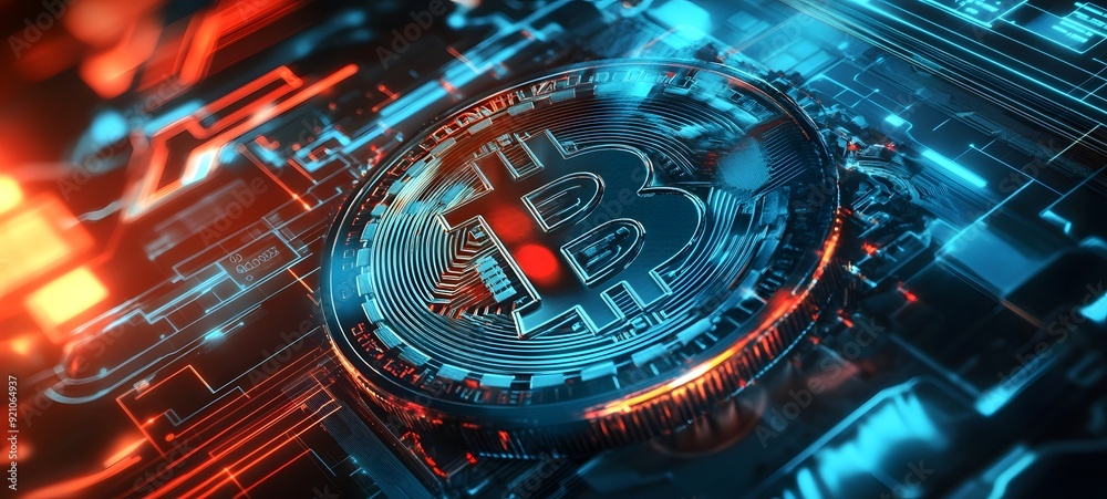 Poster 19. a high-tech lock screen showcasing bitcoin security features