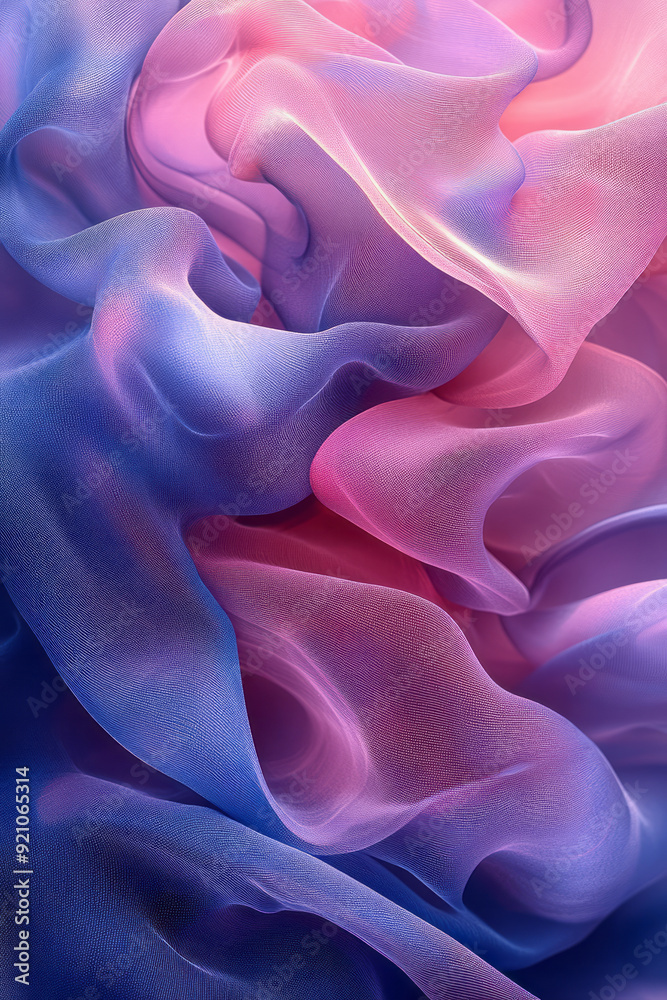 Aufkleber a serene composition of abstract fluid shapes in light blue and pink, blending seamlessly into each 