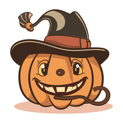Cute cartoon pumpkin character vector illustration
