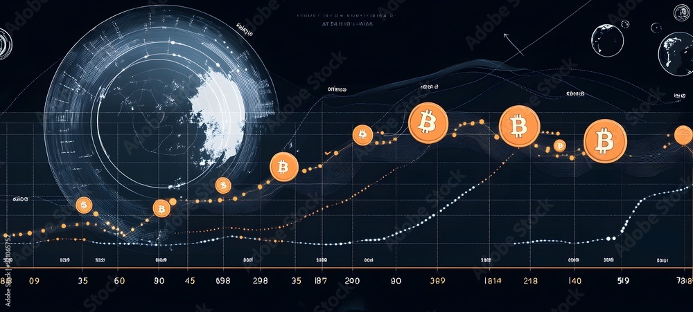 Wall mural 22. a graphical representation of bitcoin is growth and value over time