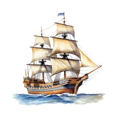 Columbus Day greeting card watercolor painting background. AI generated