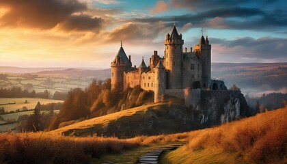 Obraz premium city castle at sunset
