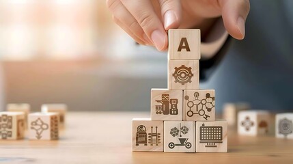 Building the Future: Stacking AI Blocks to Represent Innovative Technology and Creativity