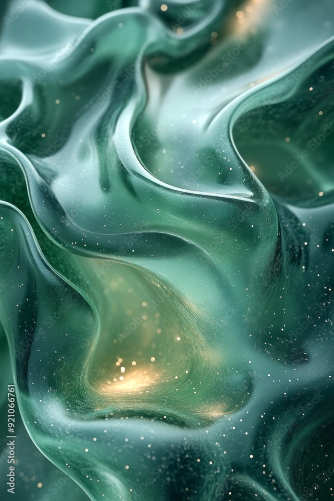 Aufkleber a flowing blend of green and blue fluid shapes, creating an abstract, gently shifting gradient patte