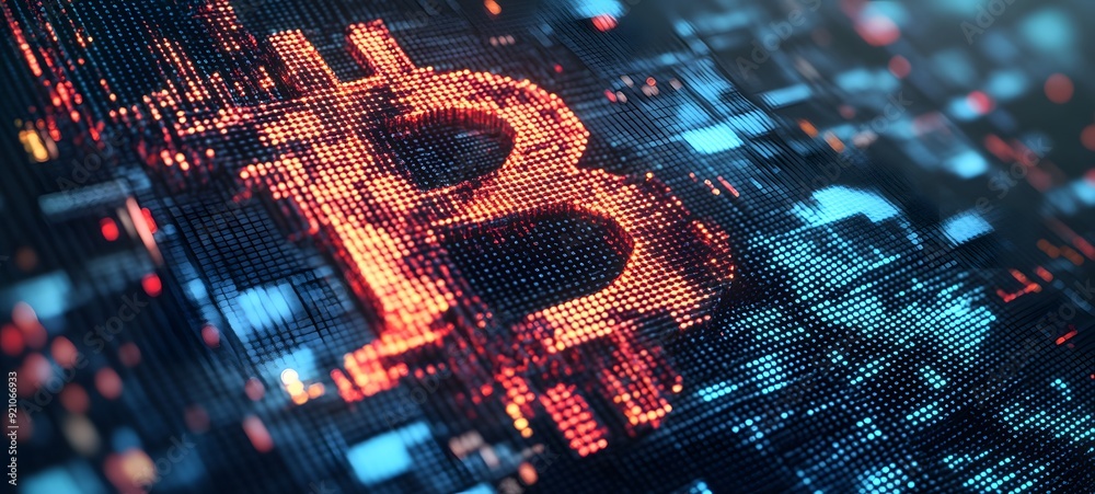 Wall mural 26. a cutting-edge digital interface showing real-time bitcoin transactions