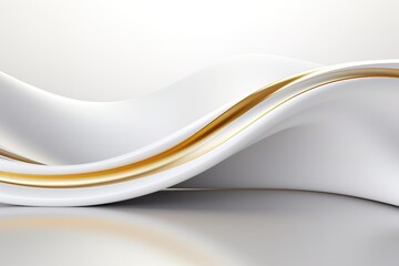Obraz premium Abstract white and gold 3D wave background.