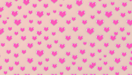 Looped pink hearts pattern motion graphics isolated with white highlights, png