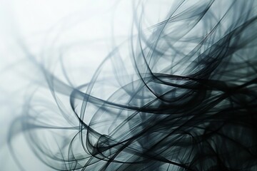 Chaotic lines that somehow find harmony, Delicate abstract smoke forms intertwine on a white background, presenting a serene and artistic composition, Ai generated