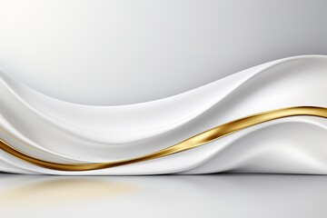 Obraz premium Abstract white and gold background with curved lines.