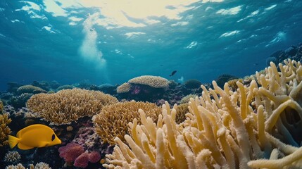Underwater Coral Reef with Yellow Fish