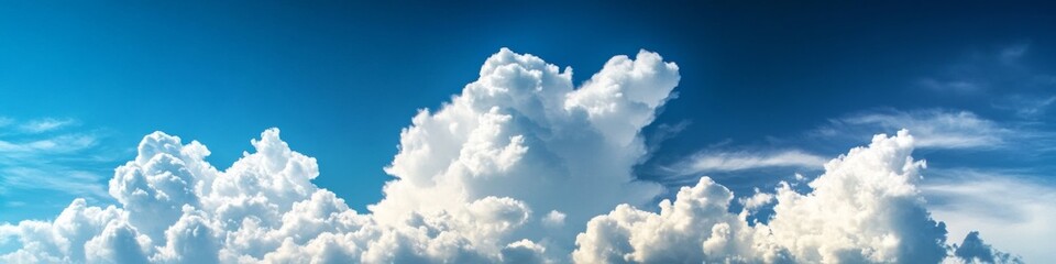 White fluffy clouds on blue sky. Abstract cloudscape background