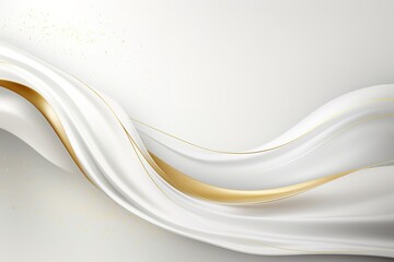 Obraz premium Abstract white and gold background with elegant wavy lines.