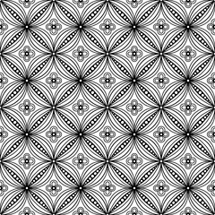 Fototapeta premium Geometric floral seamless pattern with black flowers