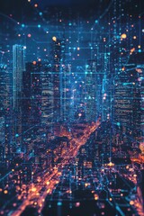 Obraz premium Cityscape with Network Connections