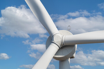 wind turbine - a large crane works on the construction of a wind turbine
