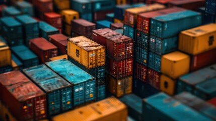 Obraz premium Shipping Containers Stacked High in a Port