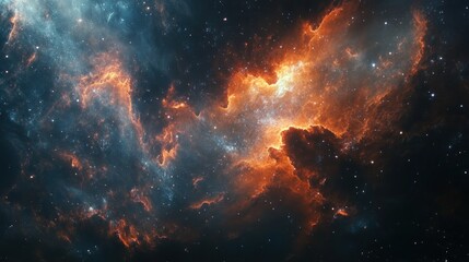 Fototapeta premium Cosmic Nebula with Blue and Orange Clouds