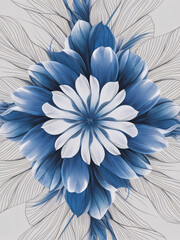 Obraz premium A stunning and captivating floral illustration featuring a harmonious arrangement of large, vibrant blueand white flower