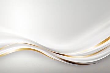 Abstract white and gold background with flowing lines.