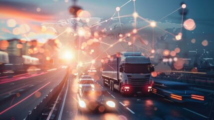Logistics international delivery concept, World map with logistic network distribution on background.background for Concept of fast or instant shipping, Online goods orders worldwide