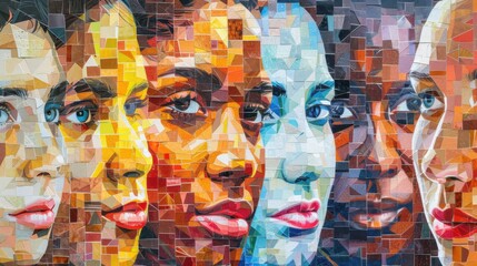 Colorful Mosaic Portraits of Diverse Faces