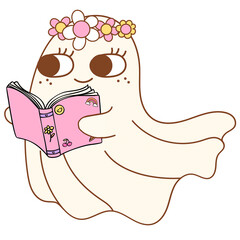 Reading Ghost with Flower Crown