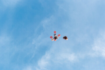 Balloons in the sky at a bachelorette party. Wedding traditions 