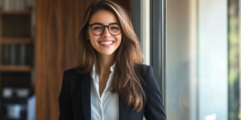 Energetic Young Businesswoman in Modern Office
