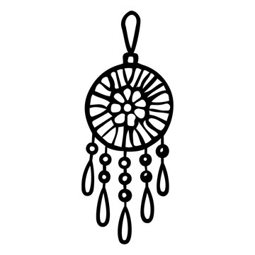 recommend clip art: Dream catcher hand drawn doodle. Protective amulet. Bedroom decoration. Interior Design. Good night. Vector outline line art illustration.