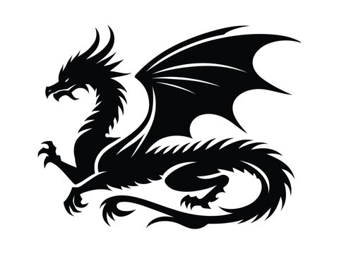 recommend clip art: Dragon Silhouette Vector Illustration. Fantasy, Mythical, and Medieval Dragon Art.