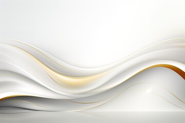 Abstract white and gold background with wavy lines.