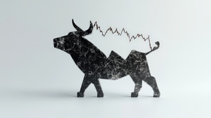 Obraz premium Enthusiastic Bull: Symbol of Positive Market Momentum with Surging Equities on Isolated Background