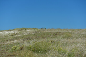 Obraz premium Pontusval, Kerlouan, Finistère Nord, Bretagne - banc