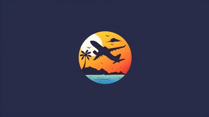 Naklejka premium Logo, banner,icon and symbol for travel company and agency. Concept for Airplane, plane, travelling, tourism, spot, navigation