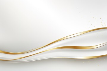 Obraz premium Abstract white and gold background with wavy lines.