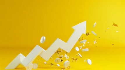 white chart arrow on yellow background