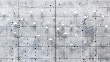 Background with social connection and networking concept on white wall.