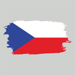 Obraz premium Brush painted national emblem of Czech Republic country on white background