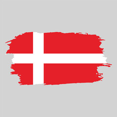 Brush painted national emblem of Denmark country on white background