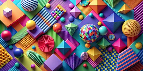 Obraz premium Colorful abstract geometric shapes with vibrant colors and dynamic patterns, abstract, geometric, background, colorful, vibrant