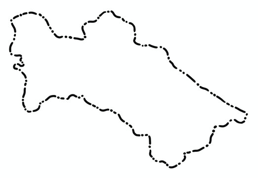 recommend clip art: Doodle freehand dash line drawing of Turkmenistan map.