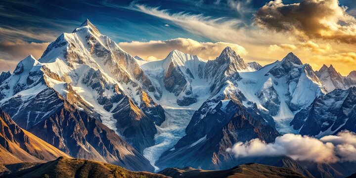 Majestic mountain peaks with snowcapped summits beautiful pic, mountains, snow, peaks, majestic, summit, landscape
