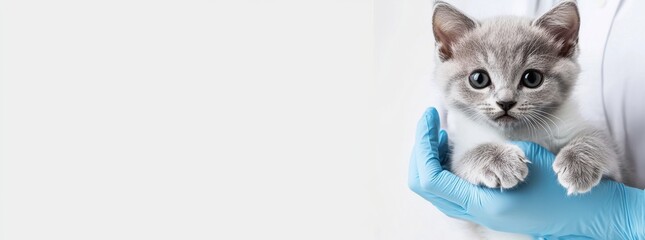 Caring Veterinarian Holding a Cute Kitten