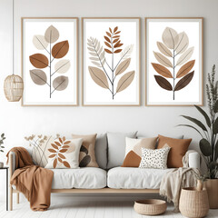 Living room interior with wall prints