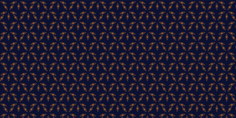 Luxury floral geometric pattern. Seamless vector background. Dark blue and gold ornament. Graphic floral pattern.