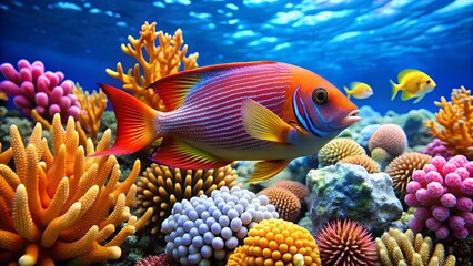 coral reef with fishes undersea 