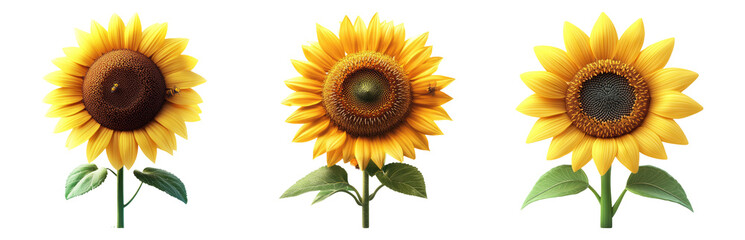 Fototapeta premium Sunflower set isolated on transparent background