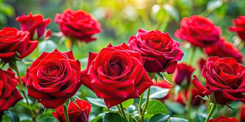 Obraz premium Vibrant red roses in full bloom , Valentine's Day, love, romantic, flowers, bouquet, gift, beautiful, nature, petals, celebration